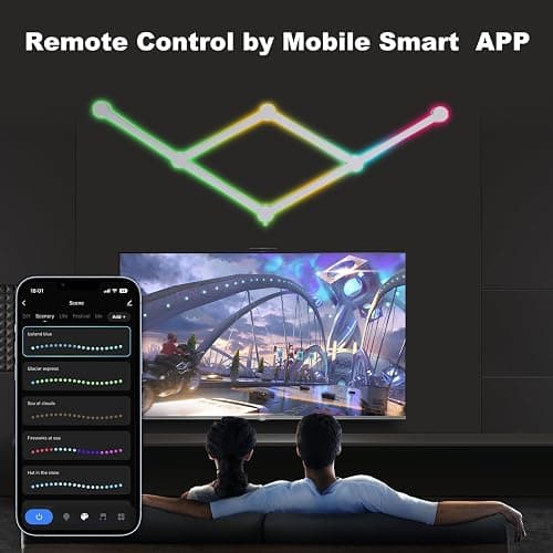 KOBAIBAN Smart Wall Light Lines, WiFi RGB LED Light Bars, 16M+ Color Dimmable Music Sync DIY Home Decor Light Bars for Gaming Party Streaming Lovers, Work with Alexa & Google Assistant (6 Lines,White) thumbnail 4