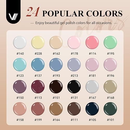VANREESA Gel Nail Kit, 24 Colours Gel Nail Polish Set with Lamp Starter Kit Brown Red Dark Gels Polish Set with Manicure Tools DIY at Home Gifts for Women thumbnail 2