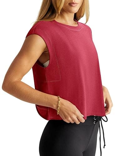 LASLULU Women's Athletic Open Back Short Sleeve T-Shirt thumbnail 3