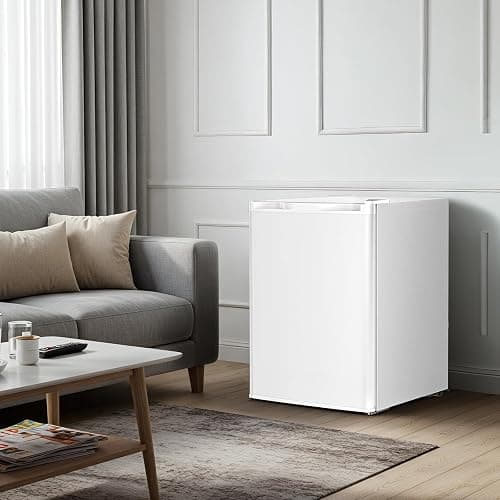 Antarctic Star 2.6 Cu.Ft.Compact Refrigerator with Freezer, Mini Fridge Single Door with Adjustable Thermostat,Removable Glass Shelves for Apartment,Dorm,Office,Kitchen，WHITE thumbnail 2