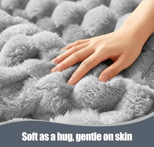 Eastsora Heated Blanket Throw 50" x 60" Soft Ribbed Faux Fur Flannel Fast Heating 12 Heat Levels 1–12H Timer & Overheat Protection & Auto Shut-Off & ETL FCC & Machine Washable Heated Throw thumbnail 5