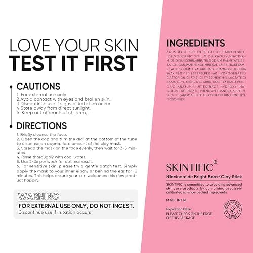 SKINTIFIC Bright Boost Face Mask Stick with Niacinamide & Arbutin | Deep Pore Cleansing Mud Mask for Gentle Exfoliating, Smoothing Skin and Non-Drying Facial Skincare thumbnail 9