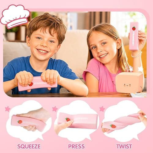 3 Packs Butter Squishy Slow Rising Squeeze Toys, Sensory Fidget Stress Relief Squishies,Soft Realistic Fidget Toys Anxiety Relief Party Favor Butter for Kids＆Adult(Pink) thumbnail 6