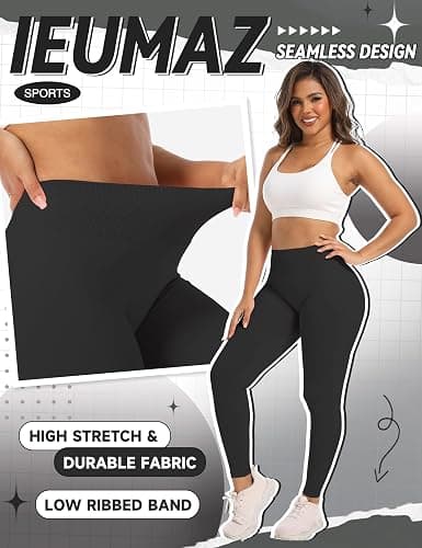 Ieumaz Scrunch Butt Lifting Leggings for Women Gym Seamless Workout Leggings Mid Low Waist Tummy Control Yoga Pants thumbnail 4