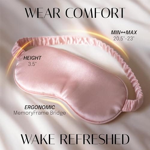 OLESILK Silk Sleep Mask, 100% Mulberry Silk Eye Mask for Sleeping, Double Layer Filling and Elastic Strap, Travel and Nap, Soft Eye Cover Eyeshade with Luxury Bag and Ear Plugs, Pink thumbnail 7