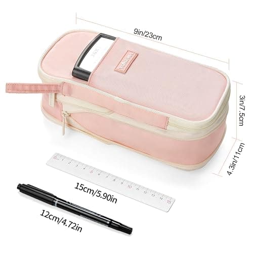 YOKUMA Pencil Case Cute Pencil Pouch for Girls Big Capacity Pen Bag Box, Kawaii Aesthetic College School Supplies for Student Teen Adults Preppy, Pink thumbnail 2