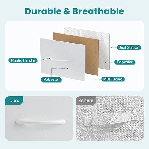 OLIXIS 7 Drawer Fabric Dresser, Storage Tower for Bedroom and Closet | White Easy-Pull Bins for Closet Organizers, Chest of Drawers with Sturdy Steel Frame & Wooden Top for Living Room, Entryway thumbnail 4