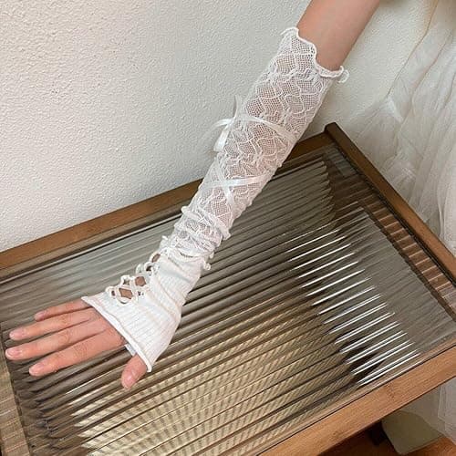 Tsffae Frauen Lolita Jk Spitze Fingerlose Handschuhe Gothic DIY Strapping Sleeve Kleidung Zubehör Elastische Mesh Punk Handschuhe Für Mädchen thumbnail 6