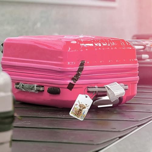 Cute Highland Cow Floral Gifts Luggage Tags for Suitcases,Funny 2 Pack Baggage Tag Label with Steel Loop for Girs Women,Animal Kids Luggage Tag Handbag School Bag Backpack Traveling Accessories thumbnail 5