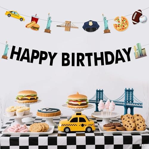 Cheerupp New York City Theme Party Decorations, Cityscape Happy Birthday Garland, American Landmarks Banner Party Sign for Birthday Party Decor Supplies thumbnail 3