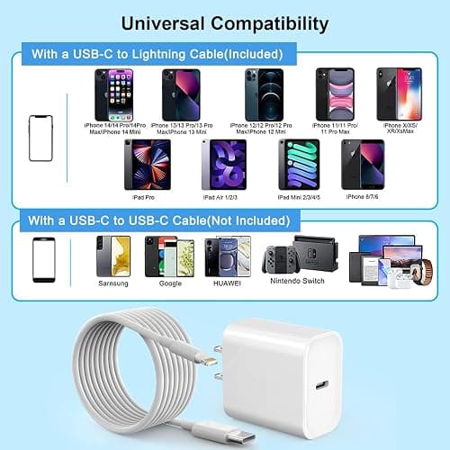 Fast iPhone Charger, Quick 10Foot USBC Wall Charger Phone Charge 2Pack PD USB C Fast Charge Block + Long 10FT Lightning Fast Charging Cable for iPhone 14/Pro/Pro Max/Plus/13/12/11/XS/XR/X/SE2022/iPad thumbnail 3