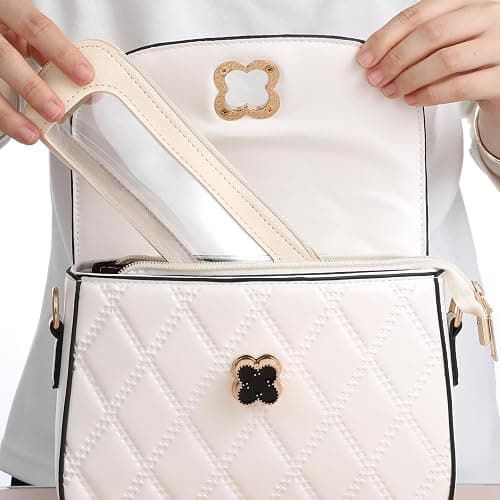 Clear Makeup Bag, Portable Transparent Cosmetic Organizer, PU Leather Makeup Brush Holder, Waterproof Travel Toiletry Pouch with Zipper for Women, Slim Makeup Case for Home, Office, Travel(Beige) - Beige thumbnail 7