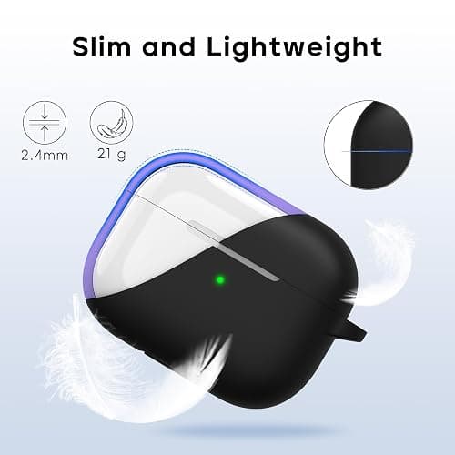 RFUNGUANGO Custodia compatibile con AirPods Pro di seconda generazione (2023/2022/2019), Custodia protettiva in morbido silicone per AirPods Pro con kit di pulizia e gommini auricolari, Nero thumbnail 3