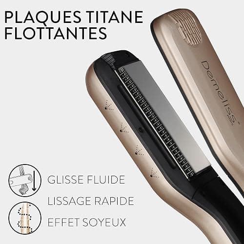 Demeliss SAINT ALGUE Lisseur Vapeur TITANIUM - Plaques Titane - Vapeur Ultra Puissante - Réservoir XL 40ml Intégré - Peigne Amovible - Lissage Tous Types de Cheveux - 5 Températures - Professionnel thumbnail 3