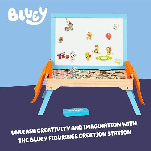 Bluey Art Creation Kids Art Station with 100 Magnets & Whiteboard Lid, Foldable Legs, Art Table for Kids, Storage Pockets thumbnail 3