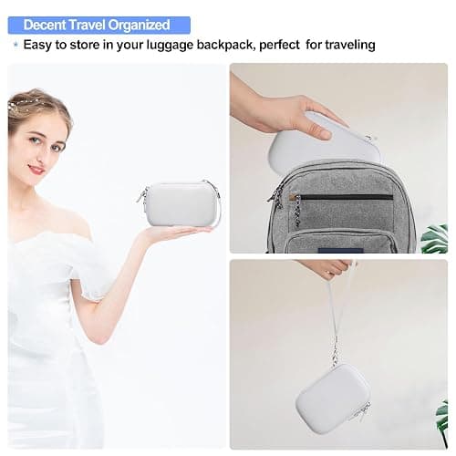 Elonbo Carrying Case for Liene 2x3” Photo Printer, Portable Mini Color Instant Print Digital Camera Hard Travel Bag, Smartphone Picture Printer Storage Holder, Mesh Pocket Fits Photo Paper Cable,White thumbnail 8