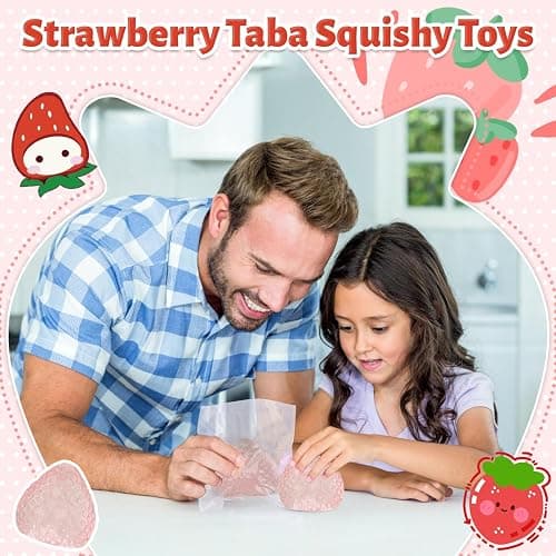 Taba Squishy, Strawberry Fufu Squishy Sensory Toys, Soft Strawberry Squishies Fidget Toys for Kids & Adults, Stress Relief Squeeze Toy Mochi Cute Stuff for Party Favours Birthday Gifts thumbnail 4