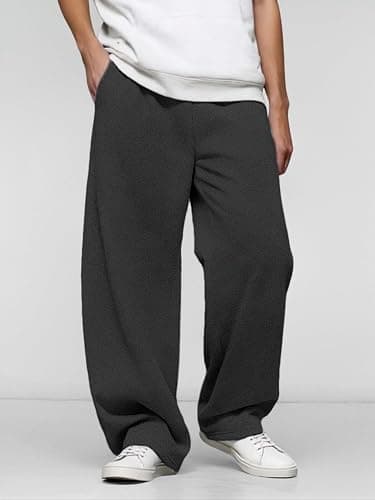 LuminBlaze Men’s Baggy Sweatpants with Elastic Drawstring Waist, Breathable Wide-Leg Casual Loose Cotton Joggers Deep Pockets thumbnail 5