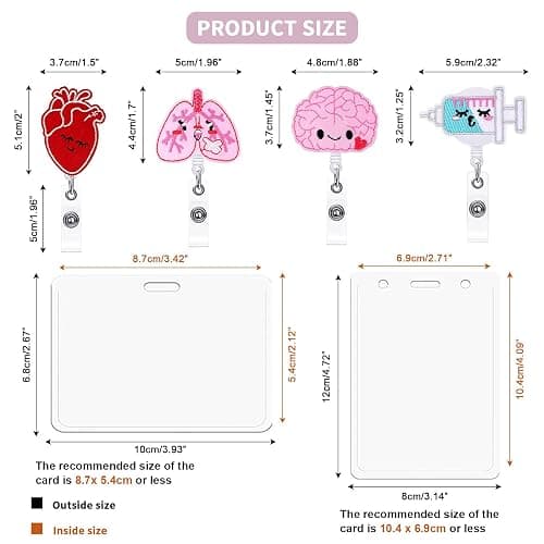 4Pcs Retractable Badge Holder Set, Cute Nurse Badge Reel, Funny Work Id Card Holder for Nurse Doctor Teachers Students Gift (Set 1) thumbnail 3
