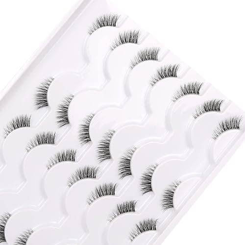 Half False Eyelashes with Clear Band Wispy Cat Eye Look Natural Short Small 3/4 Accent Lashes Faux Mink Fake Eyelash Strips 14 Pairs Pack thumbnail 8