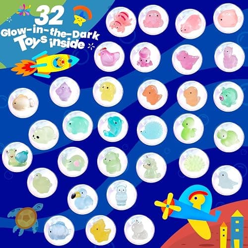 Bath Bombs for Kids with Surprise Inside, 32 Pack 1.8-Inch Fizzy Bath Bombs with 32 Different Glow-in-the-Dark Animal Toys, Kid-Friendly, Non-Toxic, 8 Scents, Birthday Party Favors & Stocking Stuffers thumbnail 3