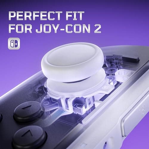 eXtremeRate Replacement 3D Joystick & Thumb Grips & Side Rail Shell Buttons for Nintendo Switch 2 JoyCon, Console Rail Stickers Controller Left Right Analog Stick Thumbsticks Caps for Switch 2 - White thumbnail 6