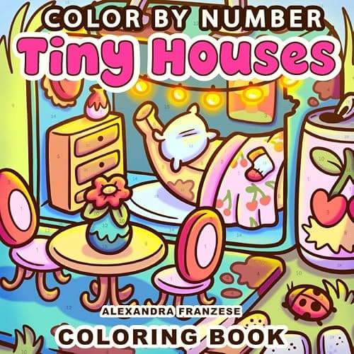 Color By Number Tiny Houses: Cute Rooms and Exteriors, Relaxing Easy Activities for Adults or Kids, Numbered and Non-Numbered Pages Included (Color By Number Coloring Books) thumbnail 2