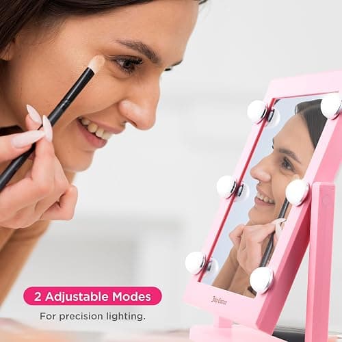 Juicy Couture - Jumbo Lighted Mirror, Hollywood Styling, LED Makeup Vanity Mirror with Adjustable Brightness (14", Pink) thumbnail 4