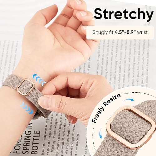 5 Pack Slim Braided Stretchy Bands Compatible with Apple Watch Band 40mm 41mm 42mm 38mm 44mm 45mm 46mm 49mm Women Men, Thin Elastic Nylon Solo Loop Straps for iWatch Series 10 9 8 7 6 5 4 3 11 SE 2/1 thumbnail 6