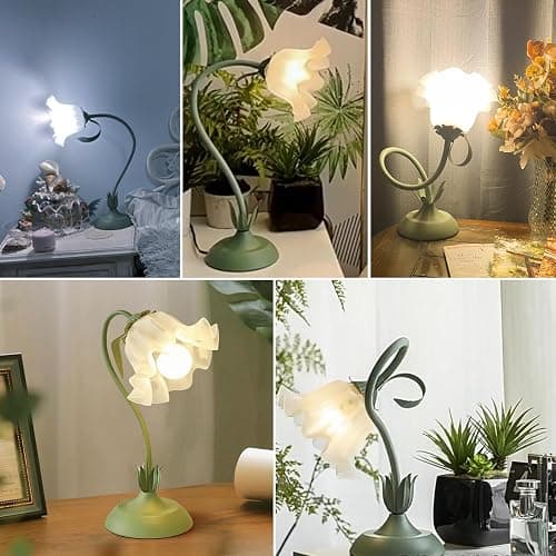 Flower Table Lamp, Bedside Vintage Flower Lamp Cute Room Decor, 3 Colors Temperature Kawaii Bedside Lamp for Bedroom Living Room Reading Ambient Lighting Desk Lamps Home Decoration Christmas gifts thumbnail 8