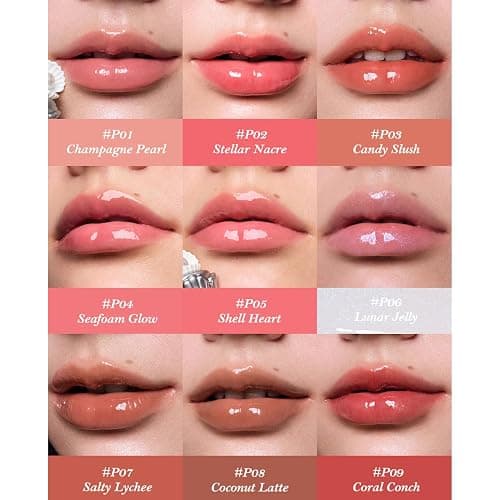 Flower Knows Shell's Jewel Nourishing Lip Glaze,Hydrating Lip Gloss with Hyaluronic,Moisturizing Plumping Oil,Non-Sticky Formula,0.16 fl.oz(P05 Shell Heart) thumbnail 2
