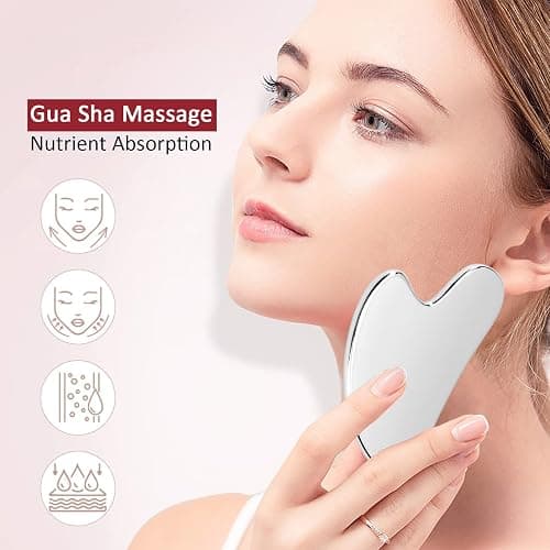 Gua Sha Facial Tool, Stainless Steel Guasha Scraping Massage Tool, Metal Lymphatic Drainage Massage Scraper for Face, Eyes, Neck, Body thumbnail 3