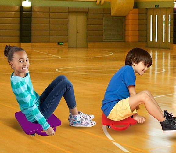 GSE Games & Sports Expert Gym Floor Scooter Board with Handles, Sitting Scooter for Kids Indoor Play Equipment, Fun Scoot Board with Non-Marring Plastic Casters for Children thumbnail 6