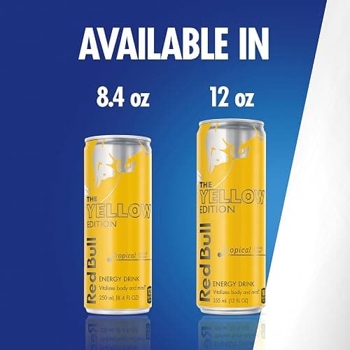 Red Bull Yellow Edition Energy Drink, Tropical, with 80mg Caffeine plus Taurine & B Vitamins, 8.4 Fl Oz, 6 Packs of 4 Cans (Pack of 24) thumbnail 8