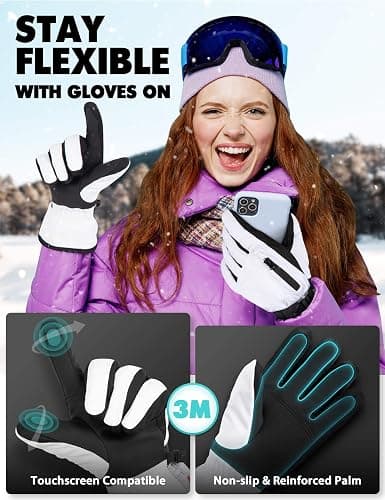 Hikenture Snow Gloves for Men&Women, 3M Thinsulate Waterproof Skiing Gloves with Pocket and Touchscreen Functionality thumbnail 5
