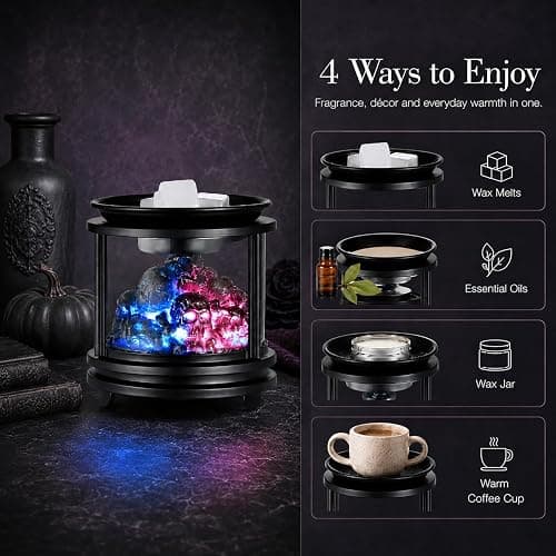 Dicimi Halloween Wax Warmer - Skull Wax Melter for Scented Wax Cubes & Essential Oils, 4-in-1 Electric Warmer with Hot Plate, Spooky Ghost Decor Gift thumbnail 4