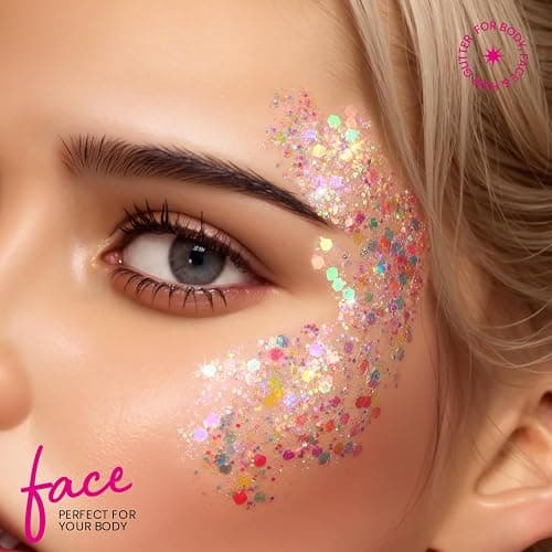 Teenitor Body Glitter, Face Glitter, White Glitter, 80g/2.8oz Face Body Glitter, Hair Glitter Gel, Rave Glitter, Mermaid Makeup Glitters for Kids thumbnail 4