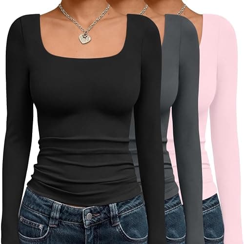AUTOMET 3 Pack Womens Long Sleeve Shirts Fall Fashion Scoop Neck Crop Tops Basic Layer Slim Fit Y2K Clothes - Image 1