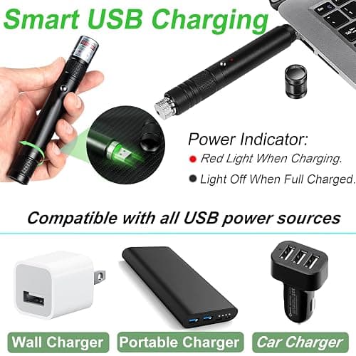 Laser Pointer, Green Laser Pointer, Laser Pointer High Power Green Rechargeable Laser High Power Pointer for Presentations Outdoor Teaching Geese Deterrent thumbnail 3