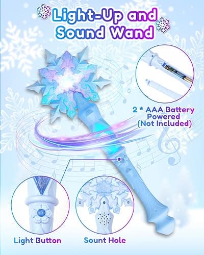 Frozen Toys for Girls-Princess Dress Up Set, 3 Lighting Mode Princess Cape, Music & Light Up Wand, Kids Makeup Kit, Wig, Mask, Gloves, Dress-up Accessories for Princess Cosplay Costume for Girl Age 3+ thumbnail 6