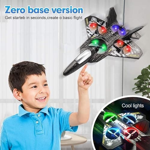 RC Plane Drone Helicopter Quadcopter, RTF 2.4GHz 6-axis Gyro Remote Control Airplane RC Jet Fighter with 3D Flip, Gravity Sensing, Spray Stunts Easy to Fly RC Glider Toys for Adult Kids (Grey) thumbnail 5