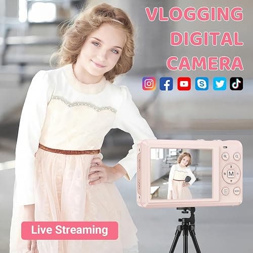 4K 64MP Autofocus Digital Camera with Micro SD Card, 2.8" Display Compact Camera, 1200mAh Battery Vlogging Camera for Students Teens Beginners thumbnail 6