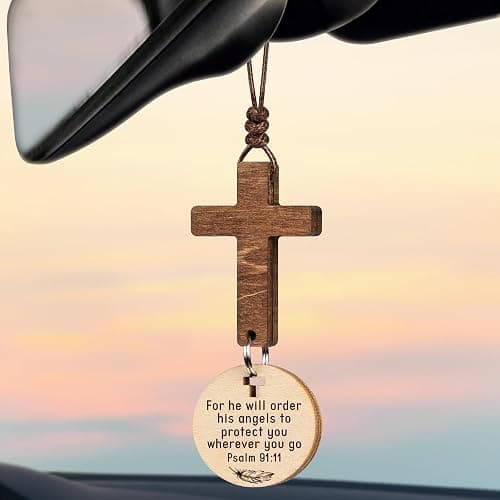 Cross for Car Mirror Hanging Christian Gifts for Men, Women, Bible Study - Scan Phone for Daily Bible Verse Car Rearview Decor Accessories, Jesus Xmas Ornament Easter Religious Gift thumbnail 8