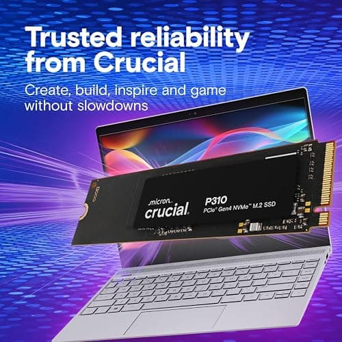 Crucial P310 1TB SSD M.2 2280 NVMe PCIe Gen4, Up to 7,100MB/s, Laptop & Desktop (PC) Compatible, Internal Solid State Drive - CT1000P310SSD801 thumbnail 6