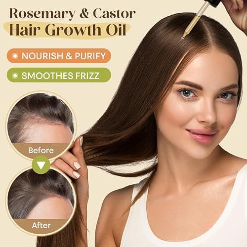 Bofuoos Organic Rosemary & Castor Hair Growth Oil + Scalp Massager Set – Premium Hair Strengthening Oil for Boosting Hair Health, Thickening, Soothing, Moisturizing and Natural Growth – 4.0 oz thumbnail 6