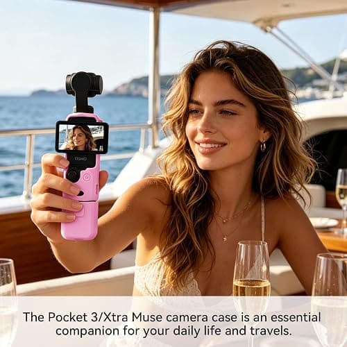 Easy Hood Protective Case for DJI Osmo Pocket 3/Xtra Muse Camera(Pink) | Camera Cover Set with Lens Protector Cover,Anti-Loss Strap,Mic Protector,Soft Silicone,Anti-Scratch,Slim Fit Skin Accessories thumbnail 2