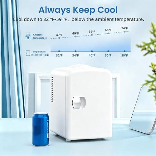 Antarctic Star Compact Refrigerator, Portable Mini Fridge, Skin Care 4L Capacity/6 Cans, for Bedroom, Car, Office & Dorm, Small Cooler for Cosmetics, Beverage and Food, White thumbnail 7