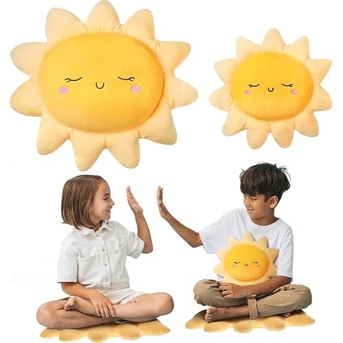 Juexica 2 Pcs Sun Pillow Plush Sofa Cushion Pillow Cute Stuffed Sun Cushion Sun Shaped Floor Pillow Car Throw Pillow Plush Soft Toy for Kids Women Girls Bedside Home Decoration 13.7 Inch, 23.6 Inch thumbnail 3