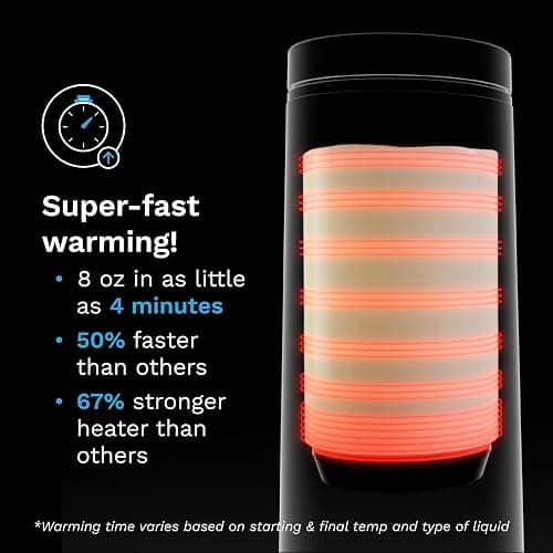 Baby Brezza Superfast Portable Baby Bottle Warmer – 50% Faster - Travel Breastmilk Warmer and Formula Warmer - Safe, Even Heating - Up to 9oz - No Adapters, Black thumbnail 2