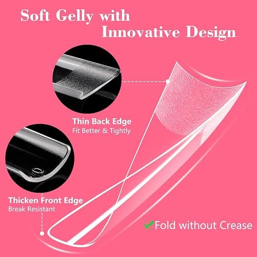 Lionvison Square Nail Tips NO C Curve, XL Clear Nail Tip for Acrylic Nails Professional, Long Nail Tips Straight Flat Pre Shaped Half Cover False Nails French Tips for Nail Salon Home DIY, 12 Sizes thumbnail 4